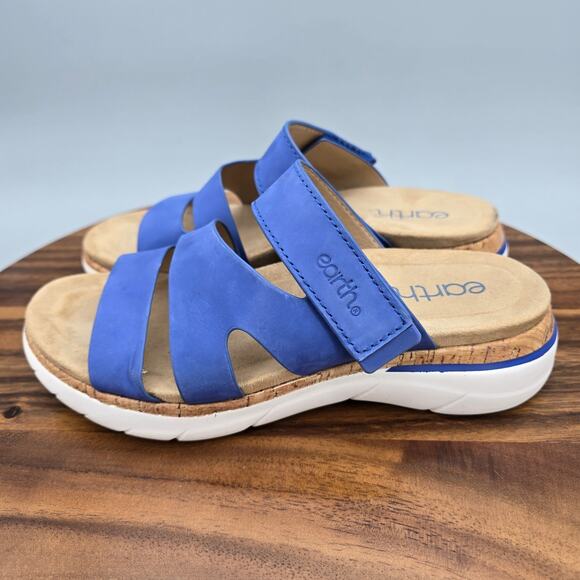 Earth Sandals Women's 6 M Blue Leather Adjustable Strap Open Toe Comfort Shoes - Picture 3 of 8